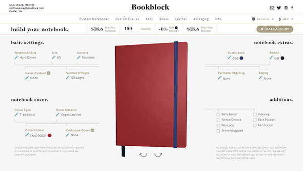 Bookblock custom notebook page image